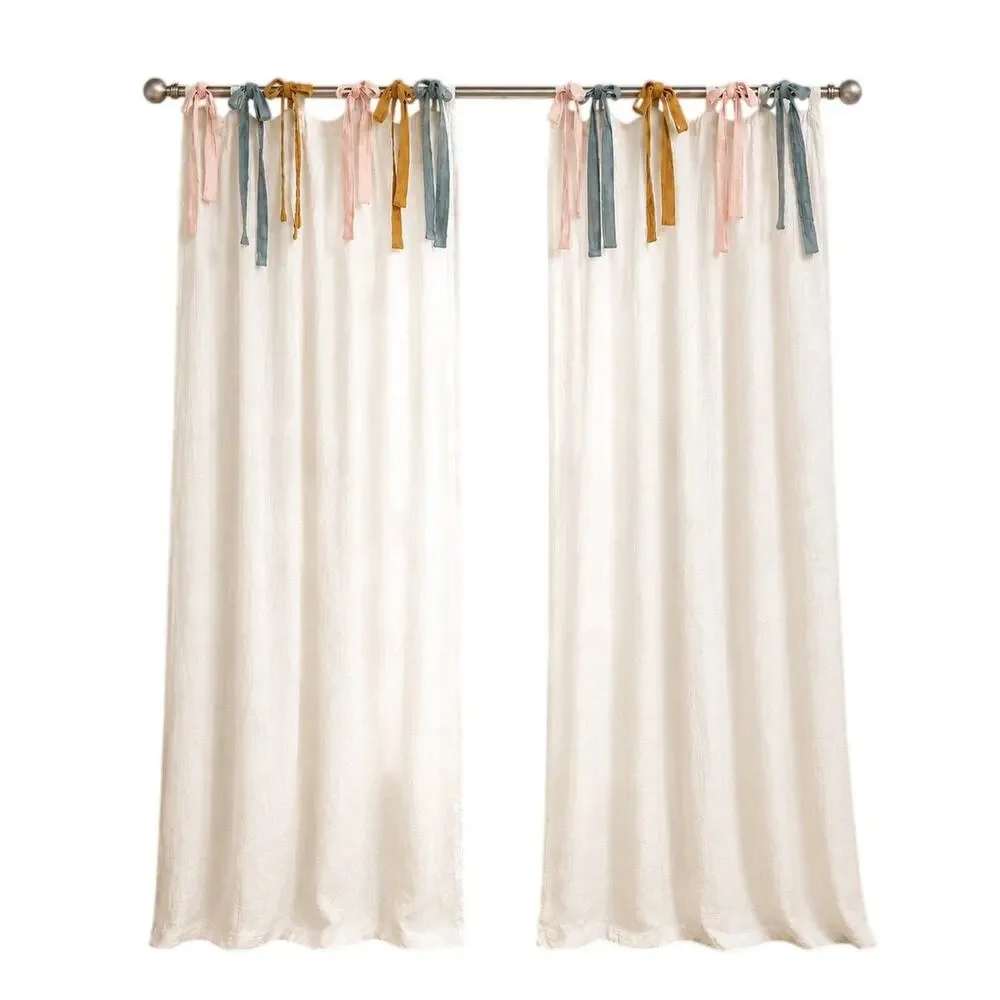 Crate & Kids Organic Muslin Curtain Panels 44x63 Set of 2 Boho Nursery